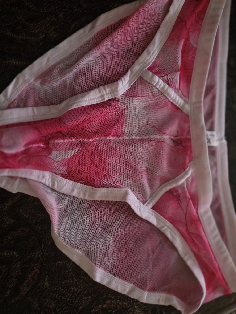 Men's Briefs in Pink Marble Print - Lightweight Mesh Size XL